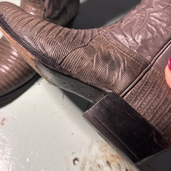 Grey Nocona Lizard Cowboy Boots - Picture 6 of 7